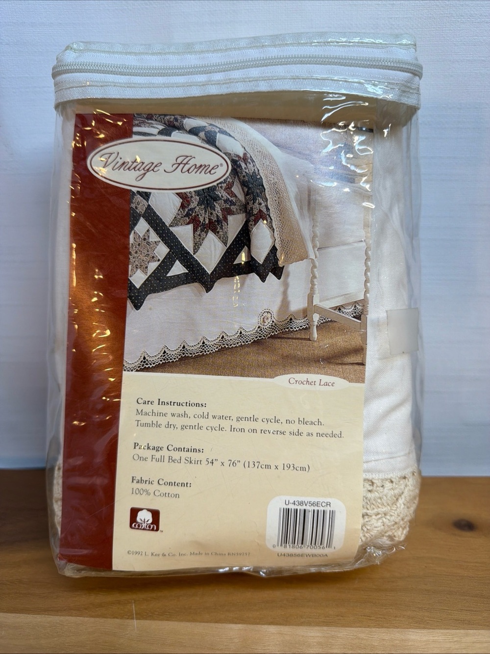 Vintage Home Ivory Beige Crochet Lace Bed Skirt 54"x76" Sz Full NEW In Package